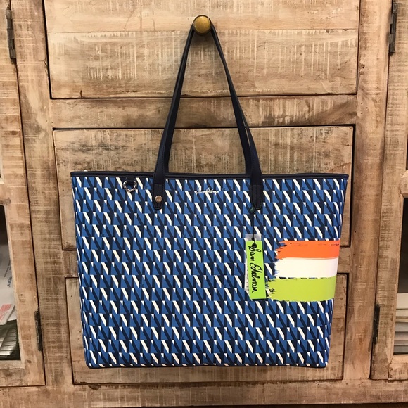 Sam Edelman | Isalyn Poseidon Blue Geometric Tote - Picture 1 of 8